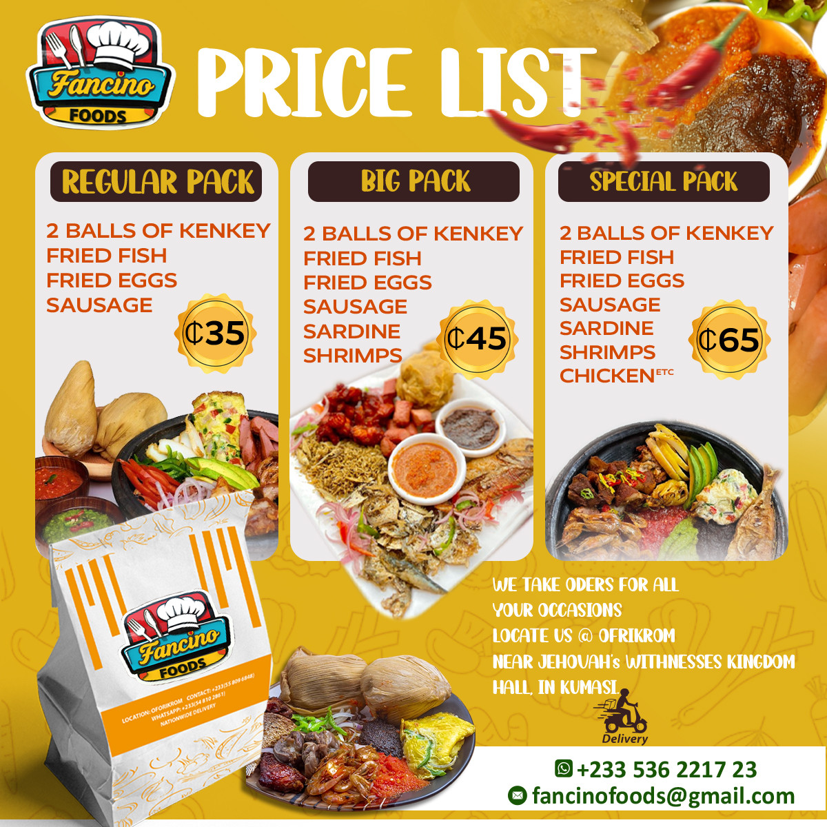 Our price list